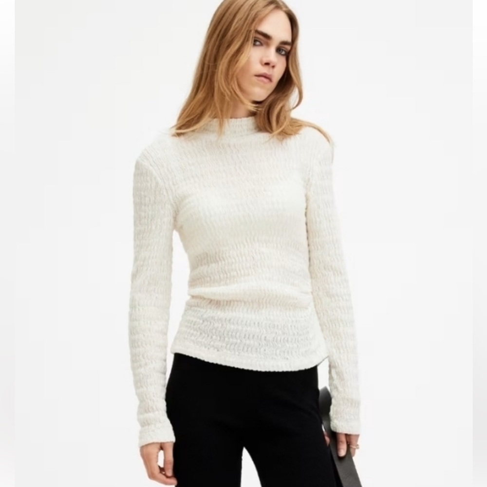 Allsaints Womens Connie Francesco Funnel Neck Long Sleeve Shirt Size XS NWT